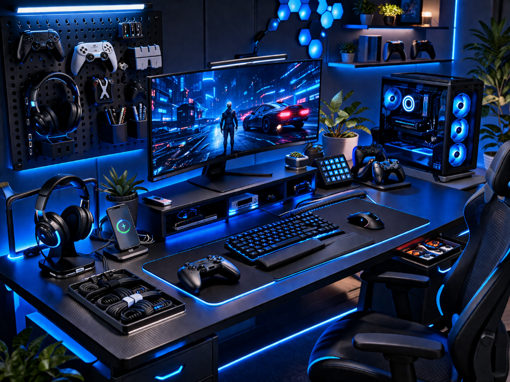 An organized gamers desk